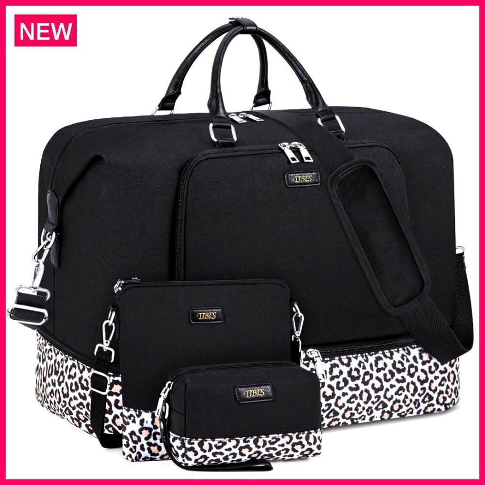 Oversized Travel Duffel Bag with Shoe Compartment, 21 Inch Carry On Tote